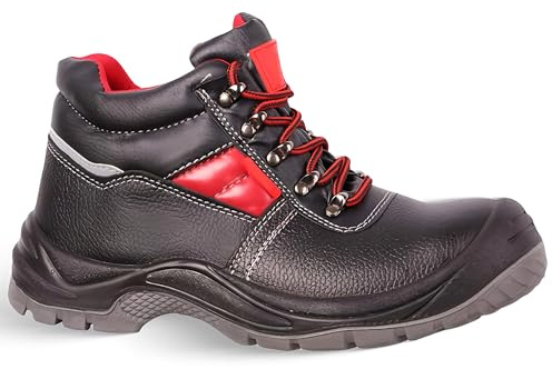 Zapatos de Trabajo para Hombres, Zapatos de Seguridad S3 con Puntera de Acero, Zapatos de Trabajo Impermeables, Antideslizantes, Negros, Cuero, Zapatos de Seguridad, Botas de Trabajo Ligeras, 46