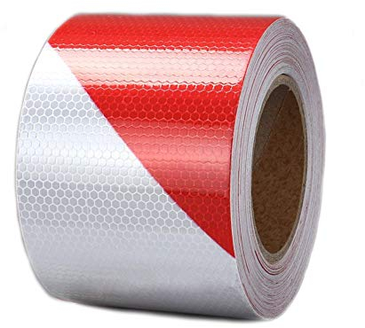 Zasiene Reflektorband Selbstklebend Warnmarkierung Sicherheit Warnung Klebeband Rot Weiß Reflektierende Aufkleber Nacht Reflektorband,5 cm x 10 m