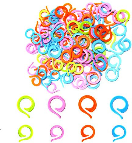AIEX - Marcadores de punto de punto para tejer (120 unidades, 60 grandes, 60 pequeños anillos de marca de gancho de plástico, anillos de punto para tejer para coser de punto t - Colores aleatorios