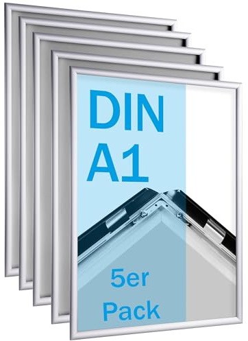 SPRINTIS - Klapprahmen, 5 Stück, Alu Rahmen, Posterrahmen, Aluminium, Silber (DIN A1)