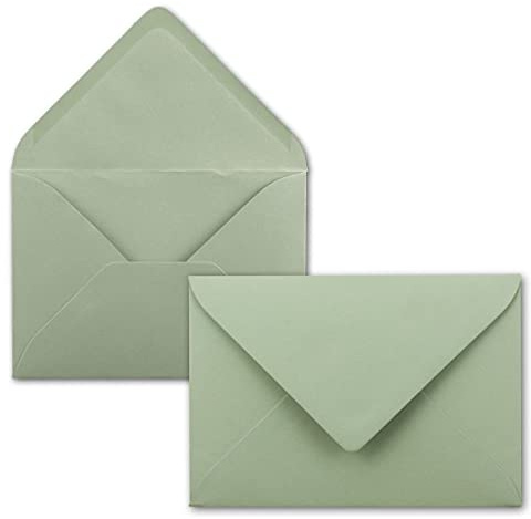 25 Mini Brief-Umschläge - Eukalyptus (Grün) - 5,2 x 7,6 cm - Miniatur Kuverts mit Nassklebung für Blumen-Grüße, Grußkarten, Anhänger & Geld-Geschenke - FarbenFroh by GUSTAV NEUSER