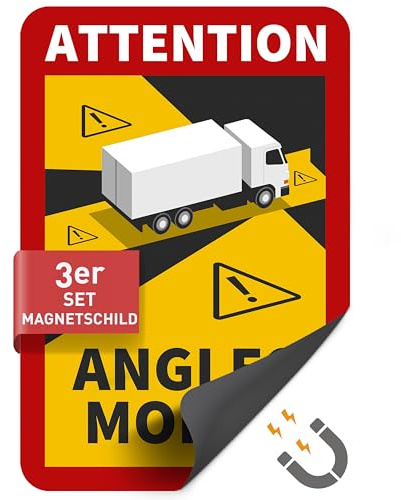 Betriebsausstattung24 3er Set Magnetschild Attention Angles Morts LKW - 17,0 cm x 25,0 cm - Französische StVO Artikel R.313-32-1 - Toter Winkel Warnschild - Frankreich - Hinweisschild
