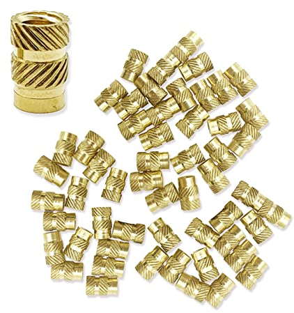 Inserto Filettato, Dado Autoagganciante da M4 50 Pezzi, Dadi Zigrinati con Filettatura Interna in Ottone, per Parti di Stampanti 3D, Fai da te