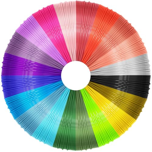 3D Penna PLA-filament Påfyllningar – Wiseten 20 färger 3D-tryck penna filament 1,75 mm, 32,8 fot per färg totalt 656 fot för de flesta intelligenta 3D-pennor 3D-skrivare