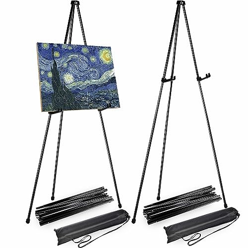 SENENQU 2 Stück Display Staffelei Hochzeit, 160 cm Faltbare Schwarz Staffelei für Schild Metall, Staffeleis Groß für Willkommensschild Hochzeit, Präsentationen, Poster, Kunstdisplays​​