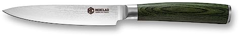 HexClad Utility Knife, 13 cm Japanese Damascus Stainless Steel Blade Full Tang Construction, Pakkawood Handle