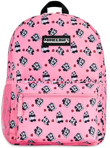Minecraft Rucksack Jungen 46x32x16cm, Verstellbarer Reisetasche für Schule und Reise, Gepolsterte Schulrucksack mit Netztasche, Gaming Geschenke für Kinder