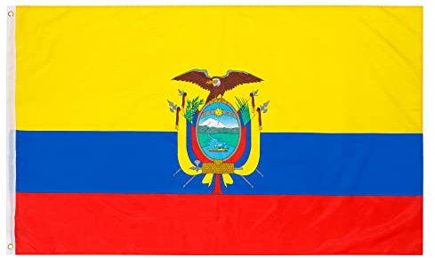 PHENO FLAGS Bandera de Ecuador - Bandera ecuatoriana 90 x 150 cm - Bandera nacional resistente a la intemperie para asta - 100% poliéster