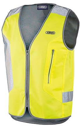 ABUS Warnweste Lumino Night Vest – Sicherheitsweste inkl. LED-Rücklicht – Gelb – Größe L