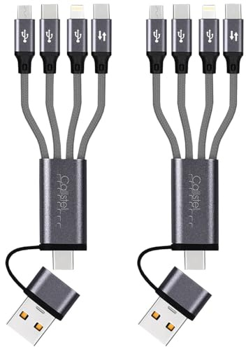Callstel Mehrzweck-Ladekabel: 2er-Set 8in1-Lade- & Datenkabel USB-C/A zu C/Micro-USB/Lightning, 30cm (Multi-Ladekabel Handy, iPhone und Samsung, Hub)