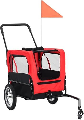 HACSYP Fahrrad-Hundeanhänger, zusammenklappbarer Haustieranhänger, 2-in-1-Jogging-Kinderwagen und Fahrradanhänger, for kleine und mittlere Haustiere, Schnellkupplung