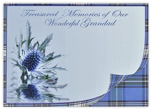 celloexpress Treasured Memories Grandad (Thistle) Flower Message Cards - 90mm x 125mm - Bereavement Florist Card Sympathy Condolences Notes (Pack of 6)