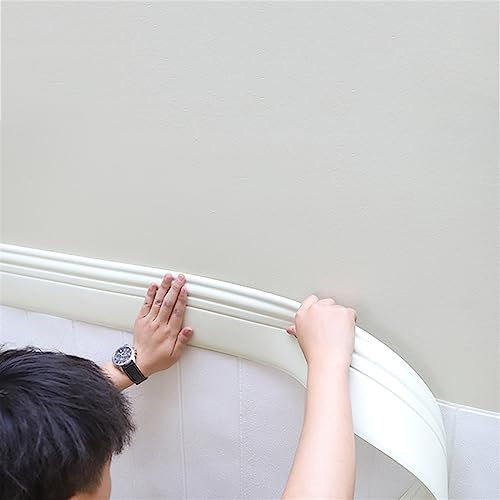 Flexible Baseboard Molding Trim 4 Inch x 16.4 Feet Self-Adhesive Vinyl Wall Base, Flexible Caulk and Trim Strips for Floor Wall Base Cove and More