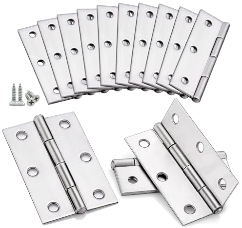 10 cerniere pieghevoli, 44 mm × 31 mm, in acciaio inox, per porte e finestre, armadi con 60 viti