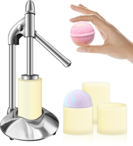 Dsyisvia Edelstahl-Badebomben-Presse-Maschine Mit Form-Set, DIY-Herstellung Für Handgefertigte Spa-Sprudel-Badebomben, DPS-1, Silberfarben | Badebombenpresse für Heimwerkerbedarf, zum Basteln von handgefertigten Spa-sprudelnden Badebomben