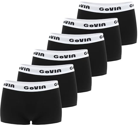 GoVIA Boxerunderkläder för Kvinnor Culotte med Kortbyxform, Intimt Slip av Elastiskt Bomull, Sportigt, Andningsfunktion, Mjukt, Förpackning med 6, 36