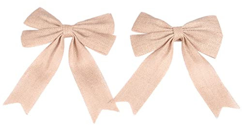 Abaodam Sackleinen Schleifen Jute Bögen 2 Stück Leichtgewichtig für Selbstgemacht Dekoration Vintage Design für Weihnachten Hochzeit Party Heim Café Restaurant Langlebig Flachsfarben