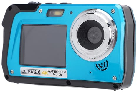 4K wasserdichte Kamera, Unterwasserkamera Selfie 56MP 16X Digitalzoom, Digitalkamera Fülllicht 10FT Unterwasserkamera Zum Schnorcheln für Kinder mit Akku
