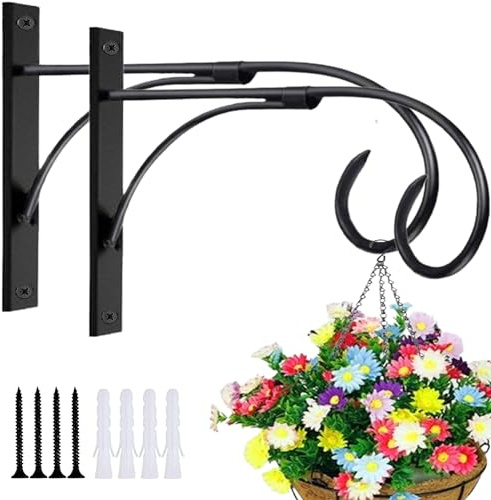 ZEECER Outdoor Hanging Bracket, 10.5-inch Plant Hangers Outdoor Indoor Set of 2, Rust-Proof Metal Hanging Plant Bracket, Wall Mount Hanging Plant Hooks for Hanging Baskets Plant Lantern Bird