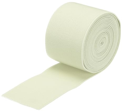 QUARKZMAN Bandes Élastiques pour la Couture Double Face 5cm(2) 3 Yards/8Ft | Bande Élastique Blanche Crème, Tricot Haute Élasticité, pour Perruques Ceinture Pantalons