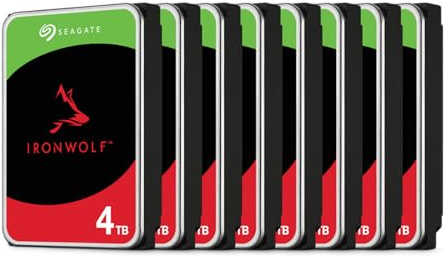 Seagate IronWolf ST4000VN006 - Disco rigido interno (8 unità, 4 TB, HDD, 8,9 cm (3,5 pollici), 5400 rpm, CMR, 256 MB di cache, SATA 6 Gb/s, colore argento)