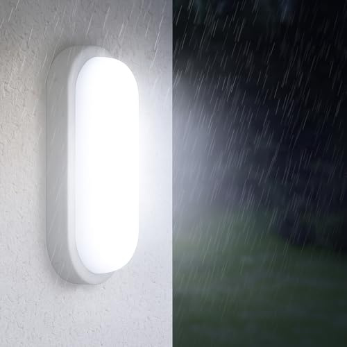 Braytron LED 18W Wandleuchte, Wandlicht, Deckenleuchte, Leuchte, Oval, Feuchtraumleuchte, Weiß, Außen, Garage IP54 Kaltweiß 6500K