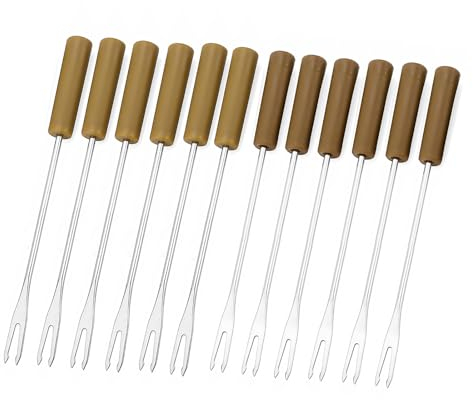 Snail Forks Stainless Steel with Round Wooden Handle Skewers Finger Food Fork Cocktail Cutlery for Barbecue Party Seafood Meat Snails Fruit