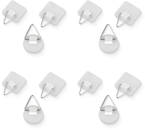12 Pezzi Ganci Adesivi per Quadri,Piazza Gancetti per Quadri (Due Dimensioni), Appendi Quadri Adesivi Rotondo,Appendi Quadri,per Appendere per Appendere Foto, Piatti