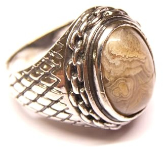 Herrring silver stl. 62, stenjasper, sterlingsilver, smycken bandringar män, Sterlingsilver, Jaspis