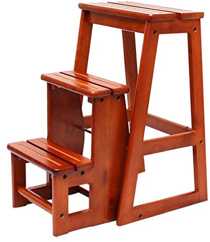 Escabeau, escabeau, escabeau pliant, tabouret à 3 marches en bois, escabeau pour adulte, banc à chaussures portable, support à fleurs, cuisine intérieure, salle de bain (couleur : marron) (jaune)