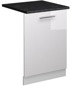 Vicco Façade de Lave-Vaisselle Fame-Line, Blanc Haute Brillance, 60cm | Façade en MDF · Plan de travail incl. · Adapté à la façade de cuisine · Librement combinable · Intégration facile
