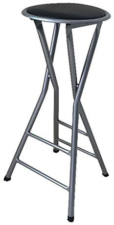 Sgabello alto pieghevole da bar, in pelle PU, altezza 70 cm, colore: nero/bianco