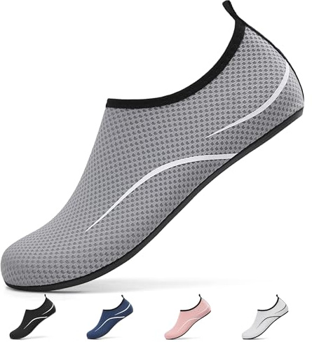 VOLHAL Badeschuhe Damen Herren Wasserschuhe Neoprenschuhe Strandschuhe Aquaschuhe Surfschuhe Schwimmschuhe Wassersportschuhe Barfuß Schuhe Bequem Hausschuhe (Grau,40 EU)