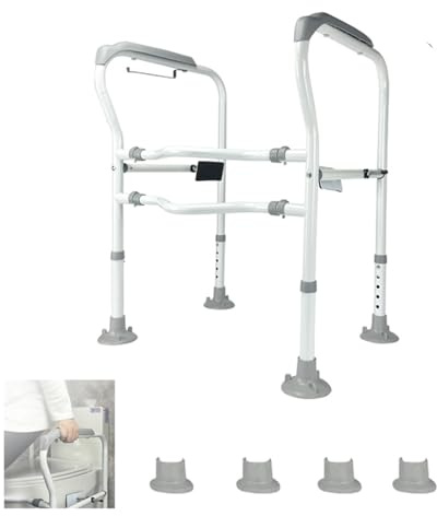 Binari Di Sicurezza Per Wc,Sedile Wc Regolabile,Rialzo Wc Per Anziani,Con Maniglie Di Sostegno,Altezza Regolabile,Adatto Alla Maggior Parte Dei Bagni,Adatto Ad Anziani e Persone Con Disabilità