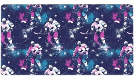Grand tapis de souris de jeu, tapis de souris pour clavier de bureau imprimé joueur de hockey rose, tapis de bureau antidérapant pour clavier de bureau et souris, accessoires de bureau et maison, 40,6