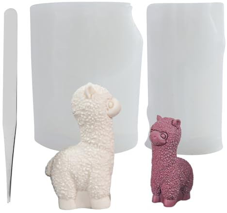 2 Pezzi Stampi in silicone 3D alpaca candele con pinze, Stampi candele alpaca, Sicurezza e igiene Stampi epossidici,Realizzare Candele Stampi,Stampi candele,per sapone, artigianato
