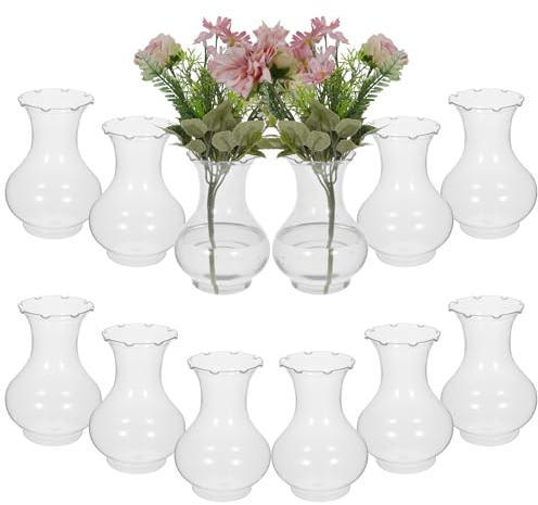 12 Pcs 5.6 Plastic Small Vases for Centerpieces, Bulb Vase Plastic Bud Vase Bulk, Hyacinth Avocado Growing Vases, Tiny Flower Bulb Plant Propagation Containers for Wedding Table Decorations