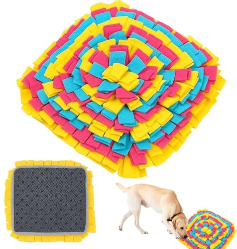 Snuffle Mat for Dogs, Puppy Slow Feeding Mat, Dog Snuffle Mat for Mental Stimulation and Anxiety Relief, Interactive Training Tool, 35x35cm