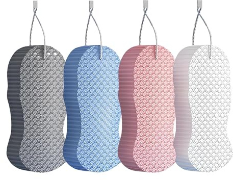 Spugna Da Doccia Pouf Detergente Esfoliante | Spugne Bagnoschiuma Articoli Per La Pulizia Quotidiana, Confezione Da 4 Pezzi, Doccia Bagno, Per Bambini, Adulti, Famiglia,
