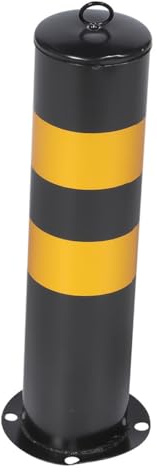 FRCOLOR Barrière de Sécurité pour Allée en Acier Inoxydable 114 Mm Diamètre X 50 Cm Hauteur, Poteau Avertisseur Noir et Jaune Réfléchissant, Colonne Amovible, Poteau Stationnement