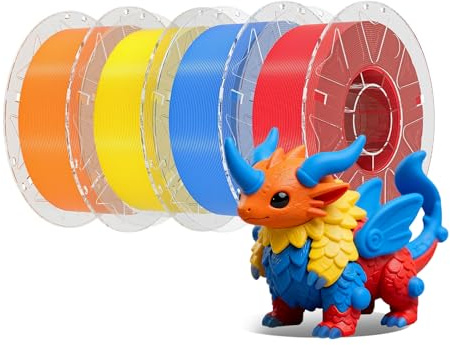 Creality Lot de filaments RFID pour imprimante 3D, filament hyper PLA de 1,75 mm pour impression 3D, filament hyper PLA RFID, sans nœuds, haute précision, bobine de 1 kg (orange + jaune + bleu + rouge