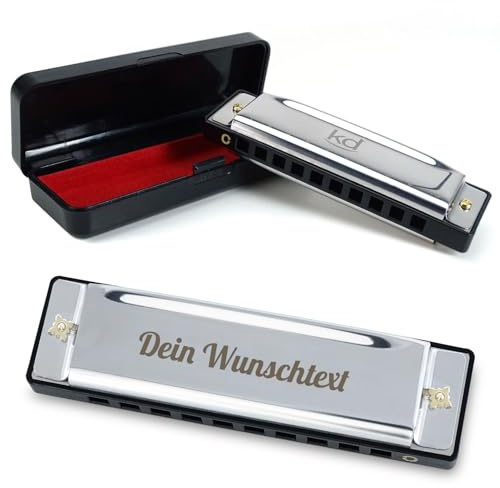keepdrum KDBHC Bluesharp Mundharmonika C-Dur mit personalisierter Gravur