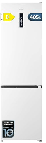 Cecotec Frigorífico Combi Total NoFrost de 405L Bolero CoolMarket Combi 405 WL White Inox D. 200 cm de Alto, 60 cm de Ancho, Clase D, MetalFlex Cooling, Fresh Flex, Interior en Elite Grey, Blanca