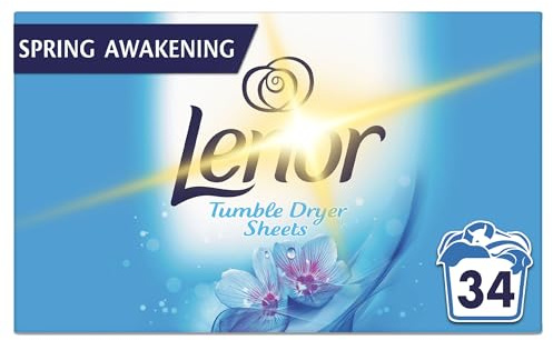 Tumble Dryer Sheets 34 Sheets Long-Lasting Fresh Floral Scent Freshness Booster Reduces Static, Cling, Freshens Clothes & Fabric Softener (Spring Awakening)