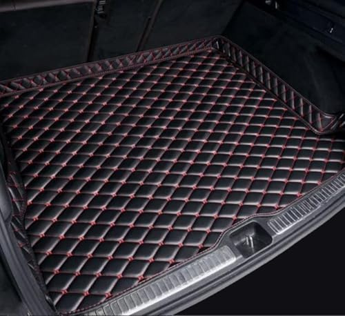 Auto Leder Kofferraummatte für VW T-ROC II ab 2025 2026, Wasserdicht Kofferraumwanne Schutzmatte Antirutsch Kofferraum Schutz Interieur Zubehör,C/Black Red