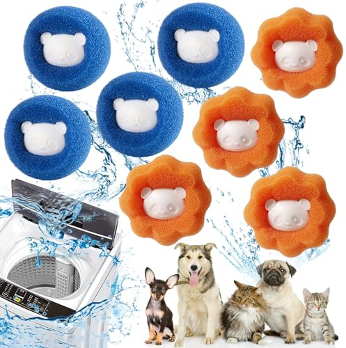 8 Pack Pet Hair Remover Washing Machine - Reusable Lint Catcher, Anti-Tangle Laundry Balls for Dog/Cat Hair, Fur, Lint on Clothes, Bedding - Hair Catcher for Laundry (Multicolor)