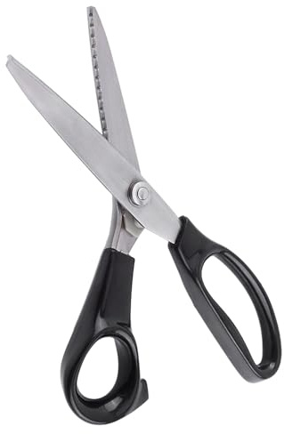 Phefop Zackenschere, Schneiderschere, Stoffschere, Edelstahlklingen, 23 Cm, mit Runder und Dreieckiger Kante 3, 4, 5, 7 Mm, für Professionelles Schneidern, Nähen und Basteln (5 mm)