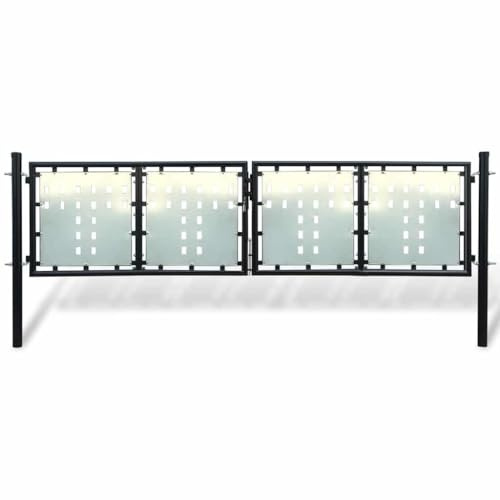 vidaXL Verja negra con dos puertas de entrada dimensiones 300x150cm con 3 llaves