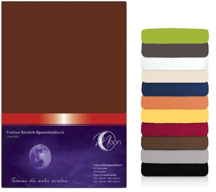 Moon Premium Frottee Spannbettlaken/Spannbetttuch (90x200-100x200, Tabak)