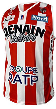 Denain Voltaire Maillot Officiel Extérieur 2019-2020 Basketball Mixte Enfant, Rouge, FR : XS (Taille Fabricant : 14 Ans)
